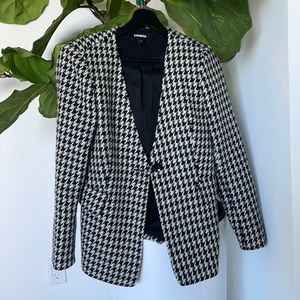 Express tweeded collarless B&W w/ grey blazer